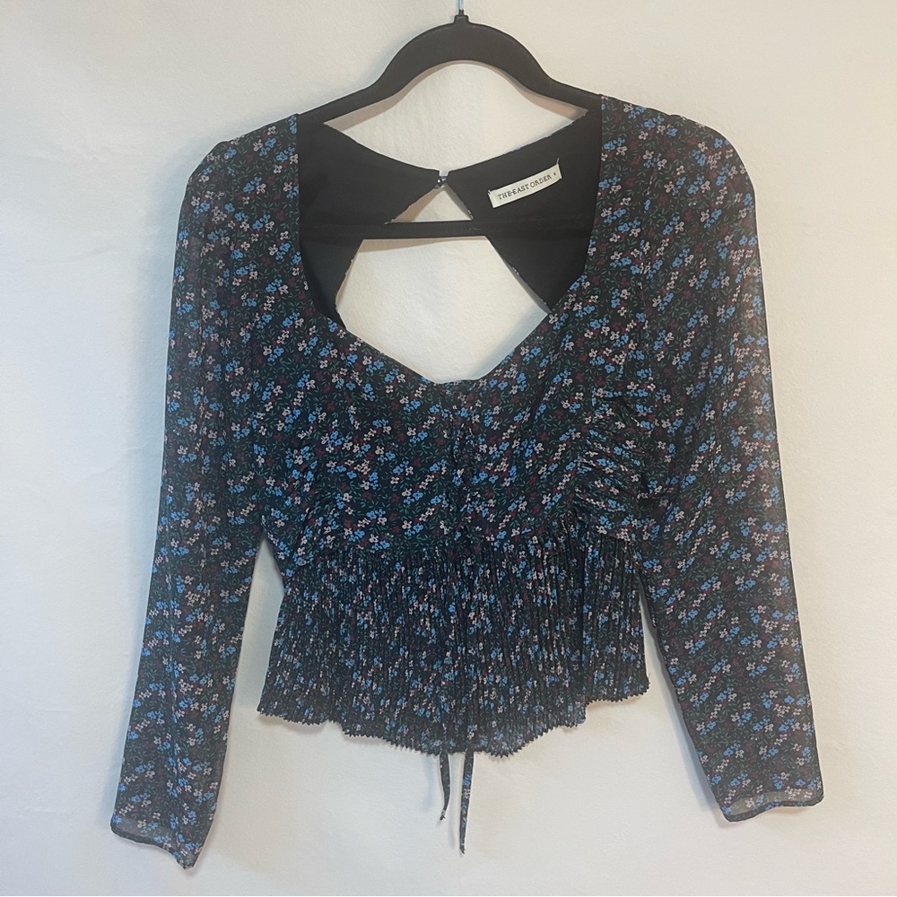 The East Order floral tie open back blouse size small